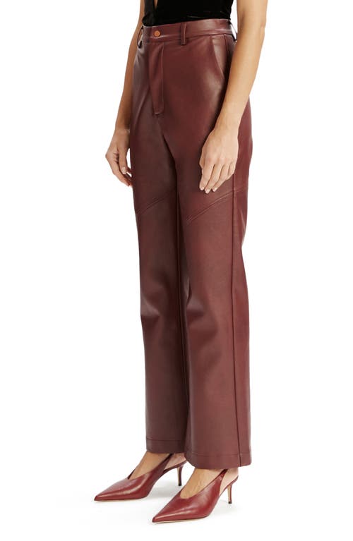 Bardot Karsoon Faux Leather Straight Leg Pants In Burgundy