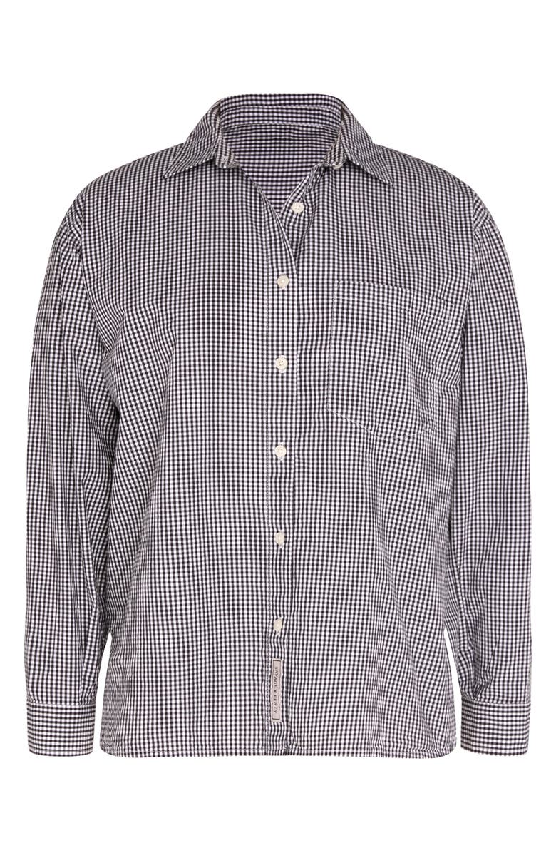 SAVAGE X FENTY Kickback Casuals Pajama Button-Up Shirt, Alternate, color, Black Caviar Check Effect