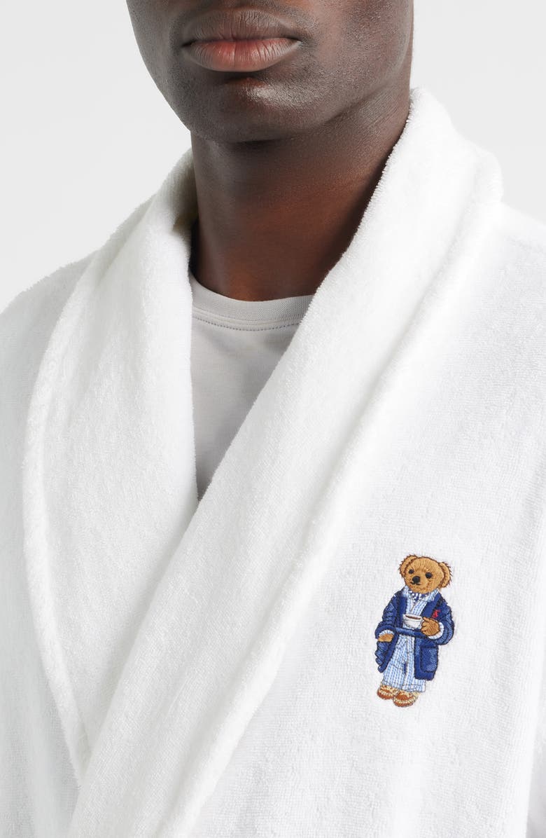 Polo Ralph Lauren Bear Embroidered Terry Cloth Robe, Alternate, color, White