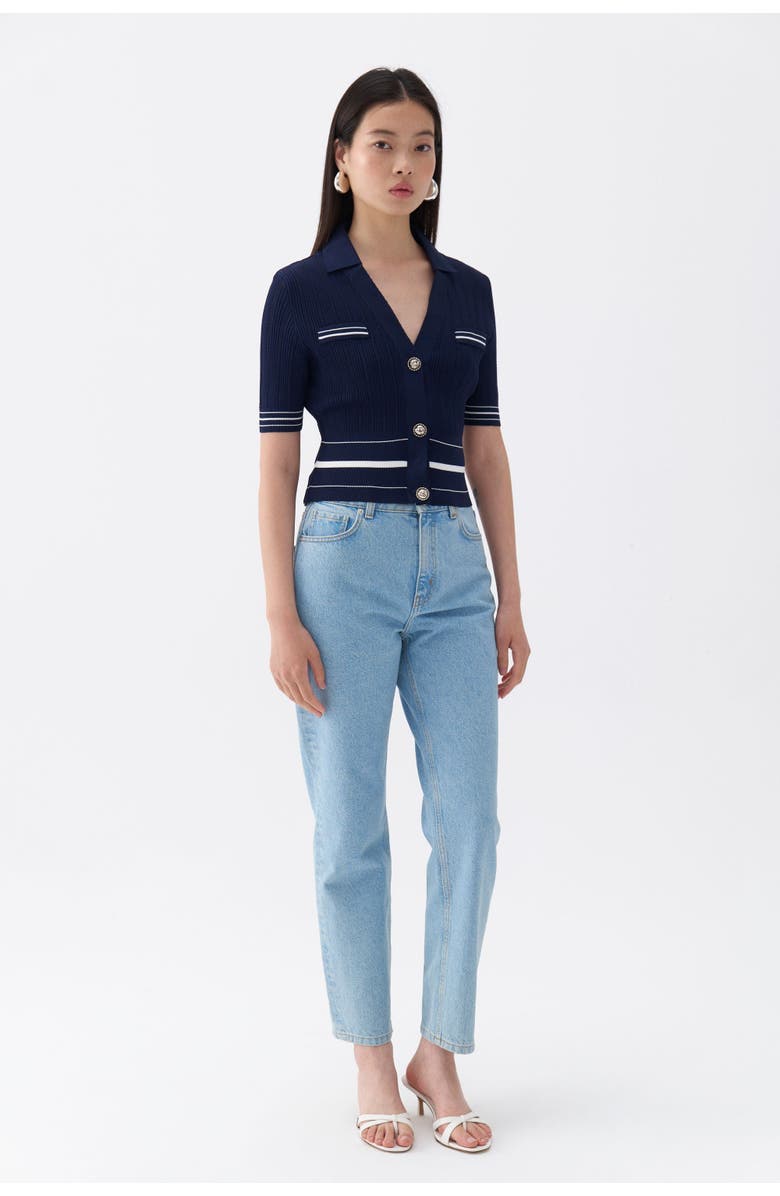 Nocturne Short Sleeve Buttoned Knit Cardigan, Alternate, color, 