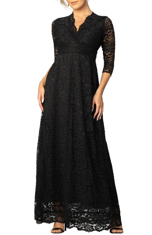 Kiyonna Maria Lace Evening Gown In Onyx