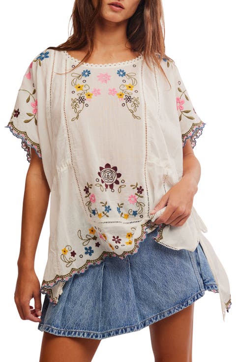 Floral Embroidered Cotton A-Line Tunic main image 0