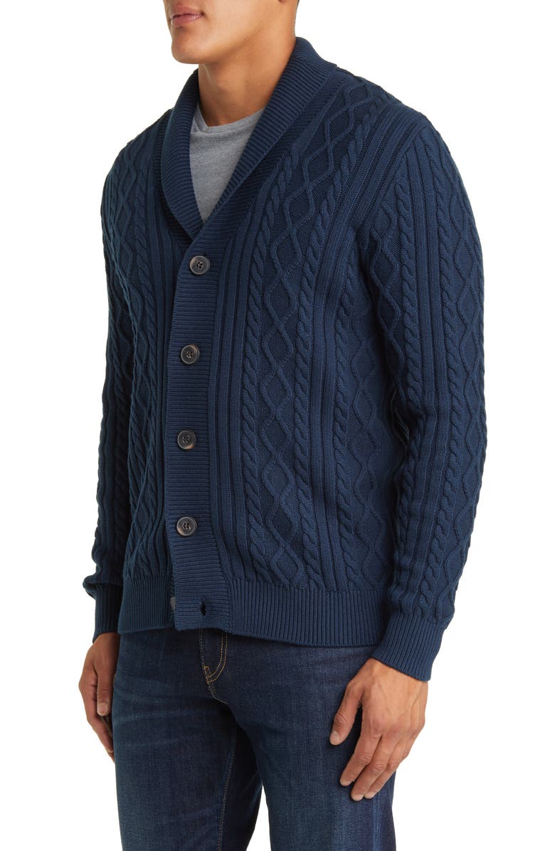 Schott NYC Cable Stitch Cotton Cardigan, Alternate, color, 