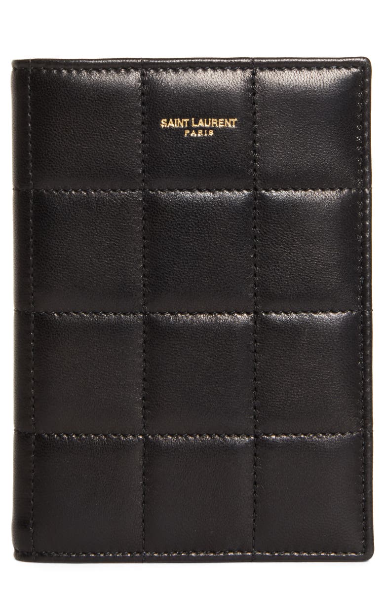 Saint Laurent Quilted Leather Passport Case, Main, color,