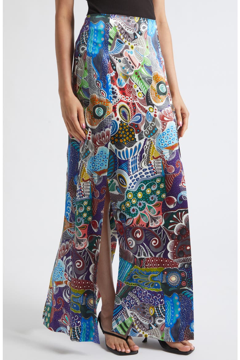 Florence Print Silk Shantung Maxi Skirt, Alternate, color, MULTICOLOR