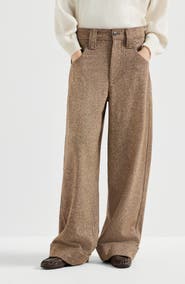 Brunello Cucinelli Virgin wool donegal baggy five-pocket trousers with monili