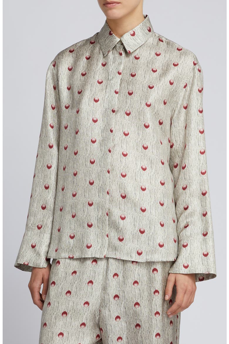 Ospite Dot Print Button-Up Shirt, Main, color, SAND