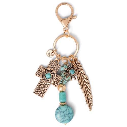 Jessica Simpson Bead Keychain With Charms In Gold