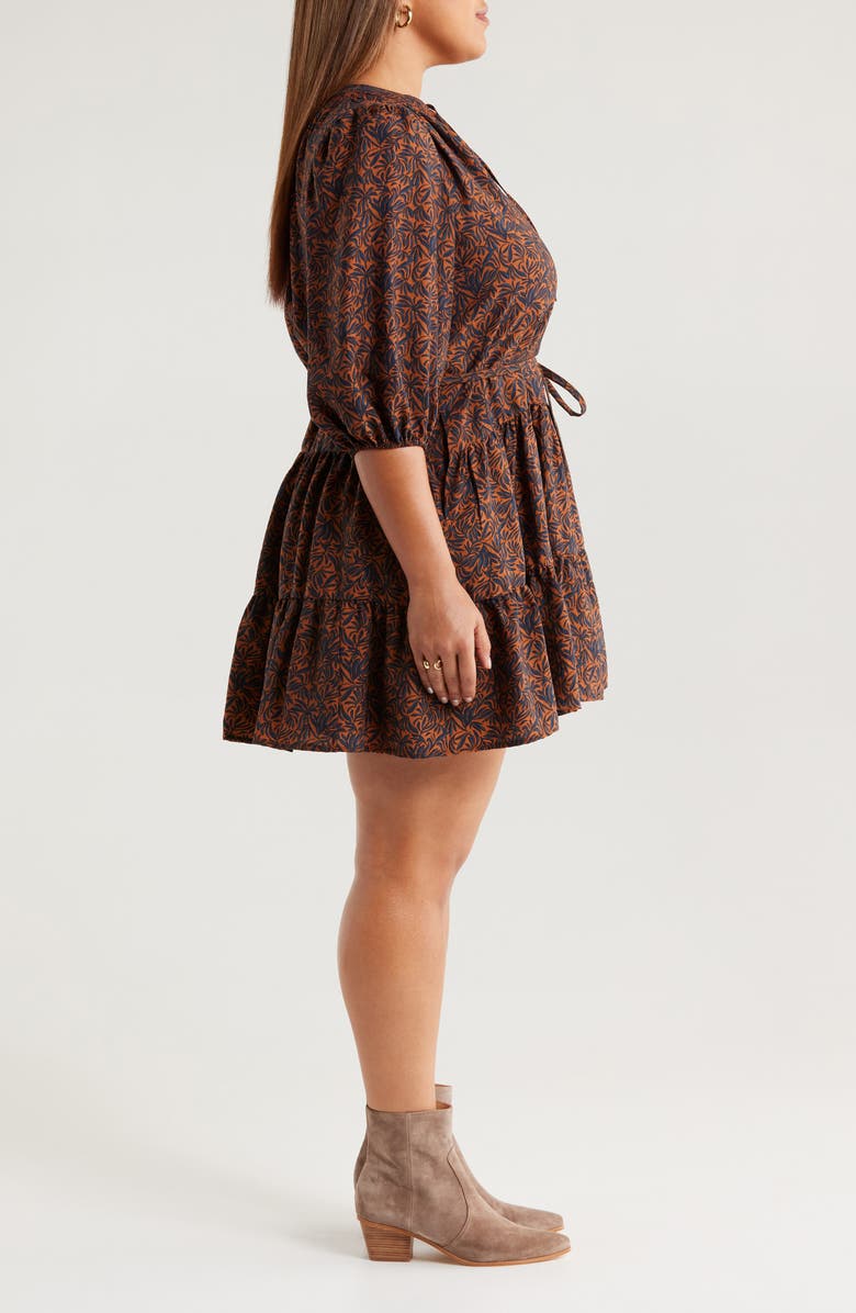 Caslon<sup>®</sup> Tie Neck Tiered Dress, Alternate, color, Rust Bisque Cecilia Bloom