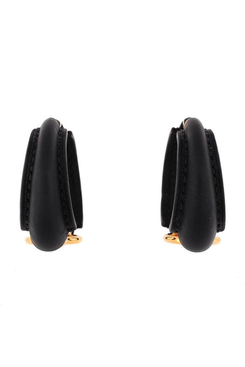 Epure Equestre Earrings Leather with Metal Large, Alternate, color, Black