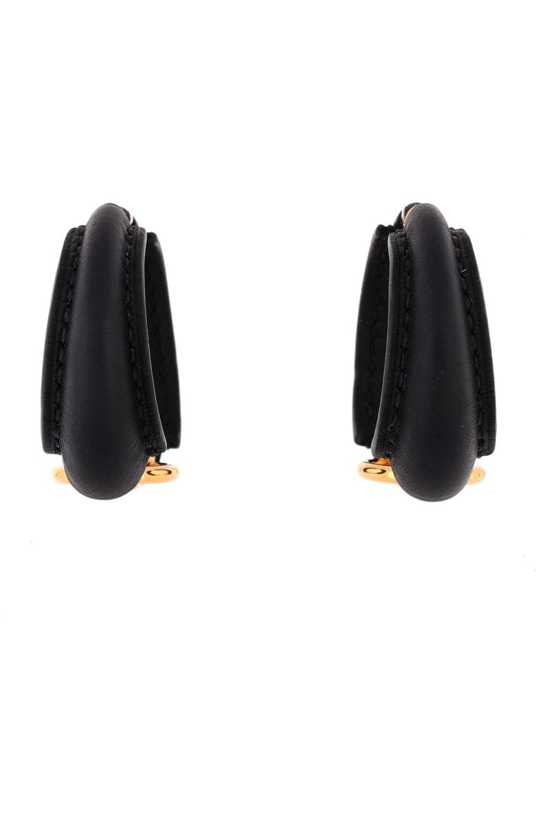 Pre-Owned Hermes Epure Equestre Earrings Leather with Metal Large, Alternate, color, Black