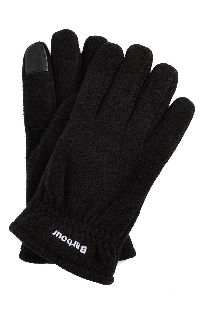Barbour Coalford Fleece Gloves, Main, color, Black