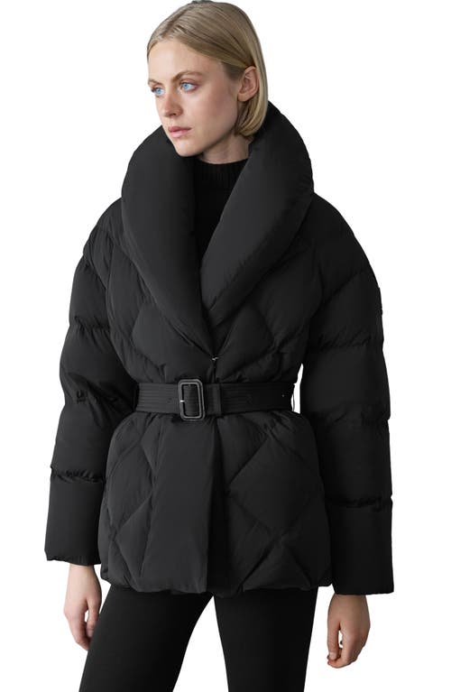 Mackage Olive Belted Quilted Down Jacket In Black