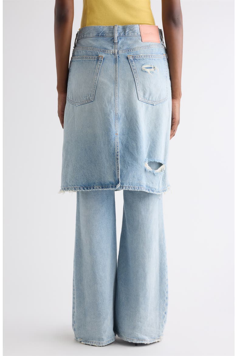Ripped Skirted Wide Leg Jeans, Alternate, color, LIGHT BLUE