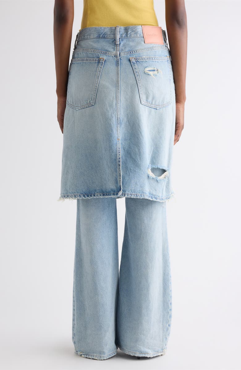 Acne Studios Ripped Skirted Wide Leg Jeans, Alternate, color, Light Blue
