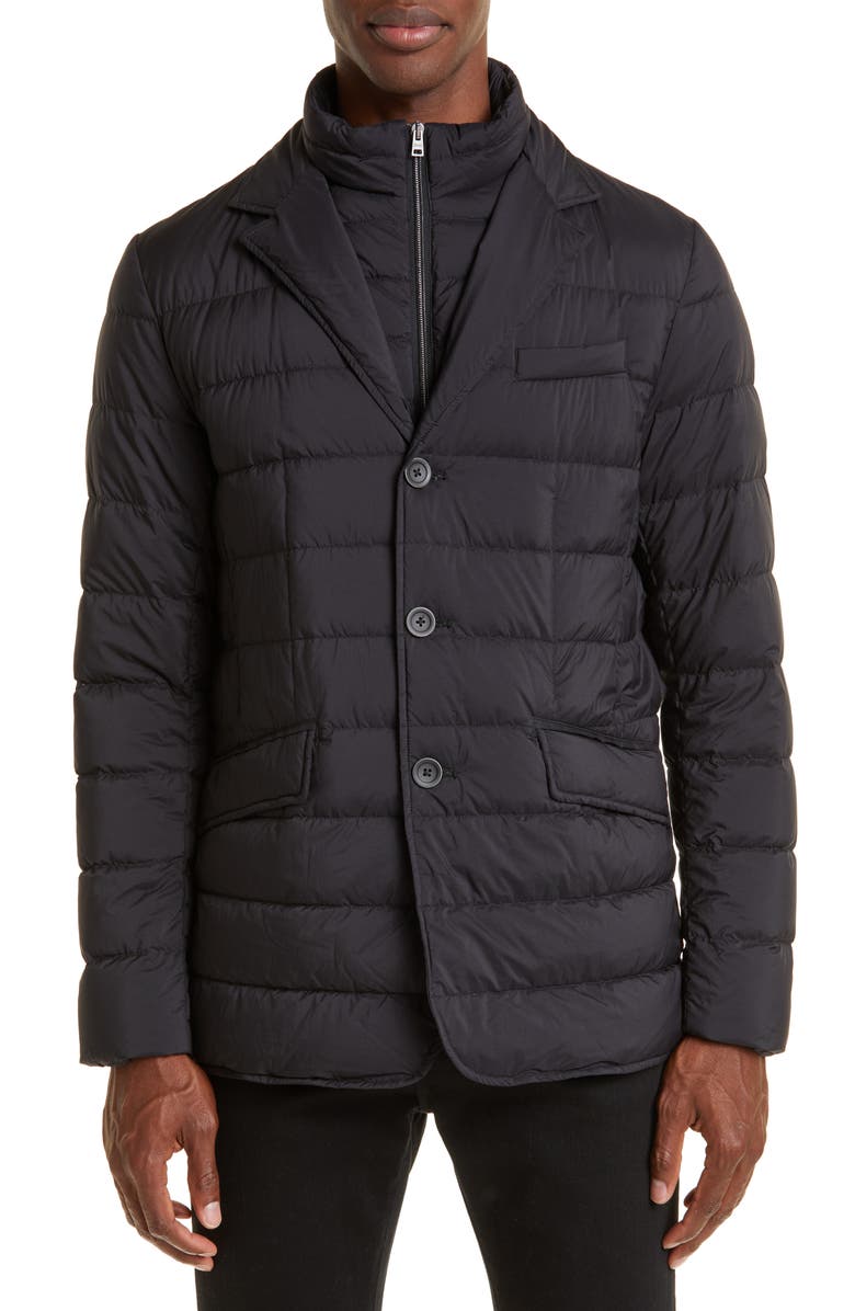 Herno La Giacca Water Resistant Down Blazer with Removable Bib, Main, color, 