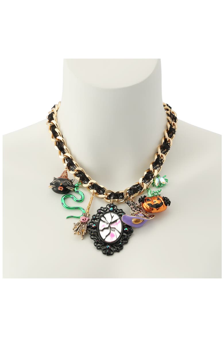 Witchy Lace Frontal Necklace, Alternate, color, GOLD/ MULTI