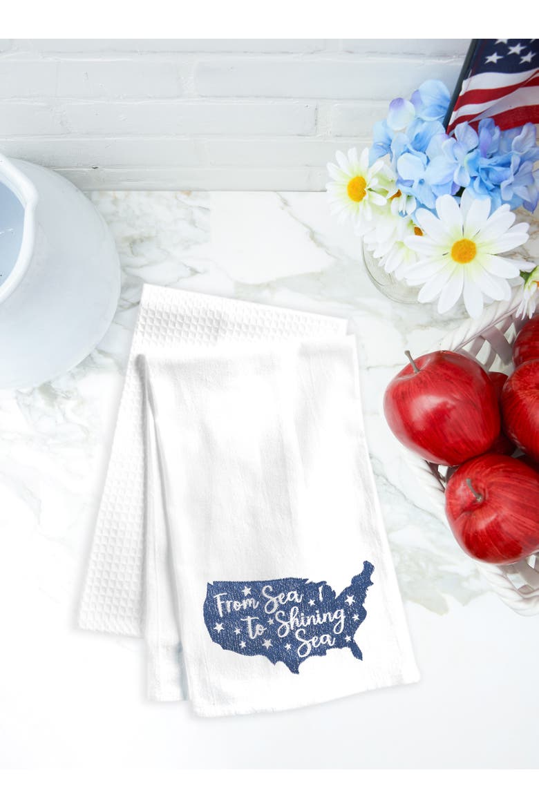 Sea To Shining Sea USA Map Cotton Flour Sack Kitchen Towel, Alternate, color, Blue