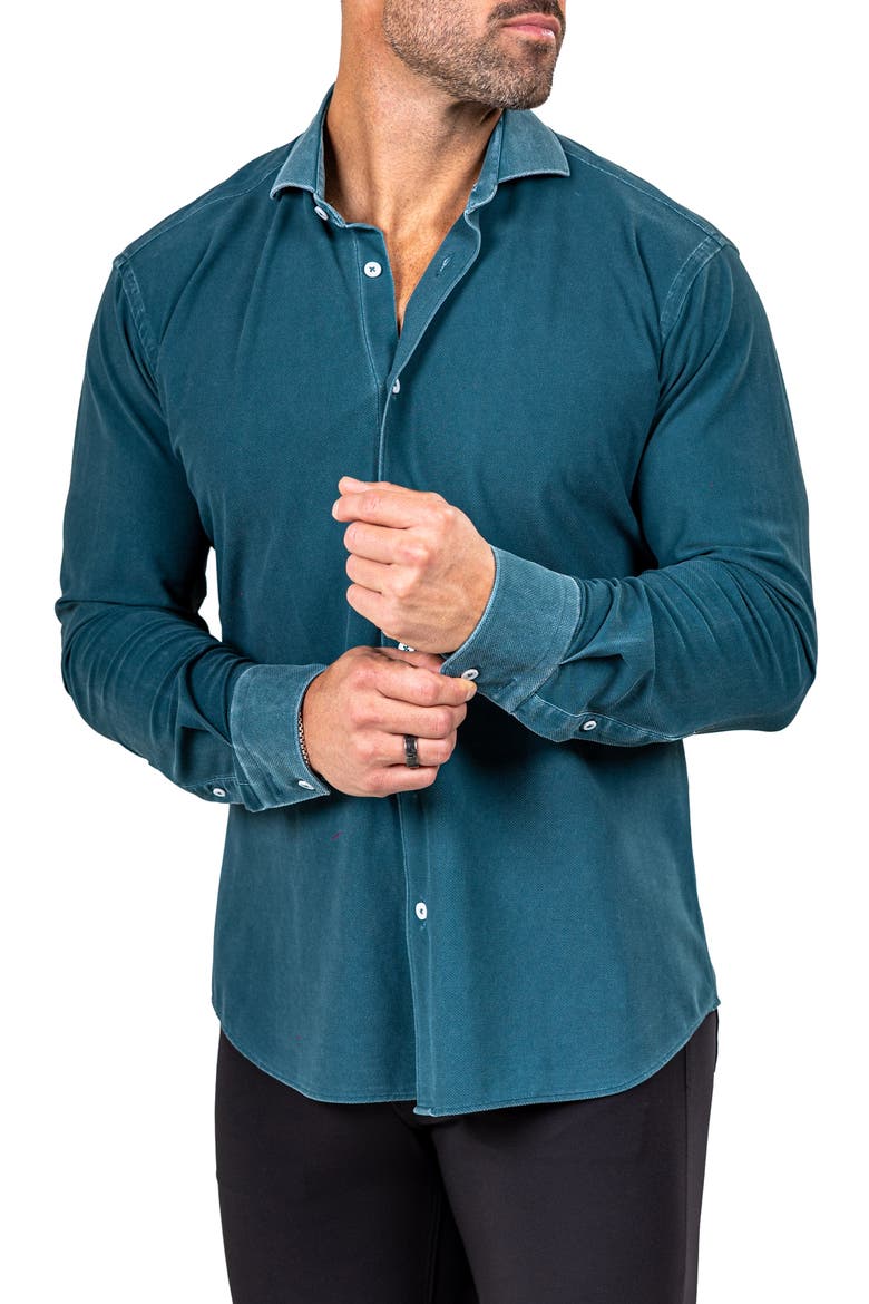 Eins Marthy Contemporary Fit Button-Up Shirt, Alternate, color, GREEN