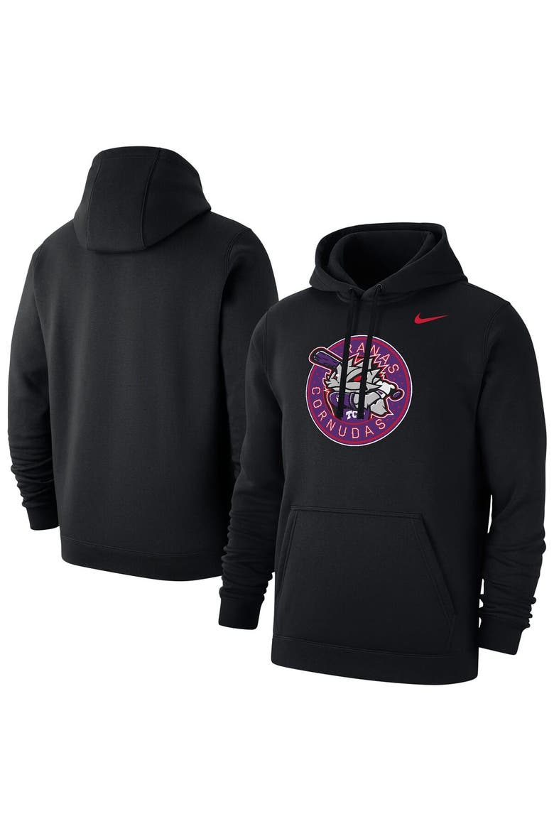 Men's Nike Black TCU Horned Frogs Ranas Cornudas Baseball Club Fleece Pullover Hoodie, Alternate, color, Black