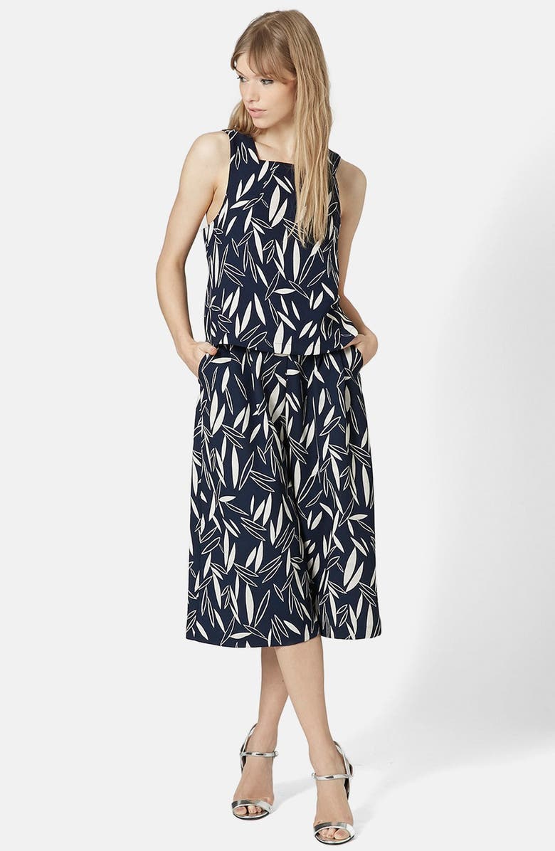 Topshop Cape Leaf Culottes, Alternate, color,