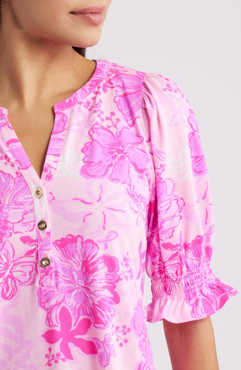 Lilly Pulitzer<sup>®</sup> Delsie Floral Print Puff Sleeve Dress, Alternate, color, Parigi Pink Supporting Squad