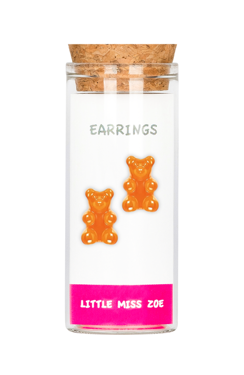 Kids' Sterling Silver Gummy Bear Stud Earrings in Gift Bottle