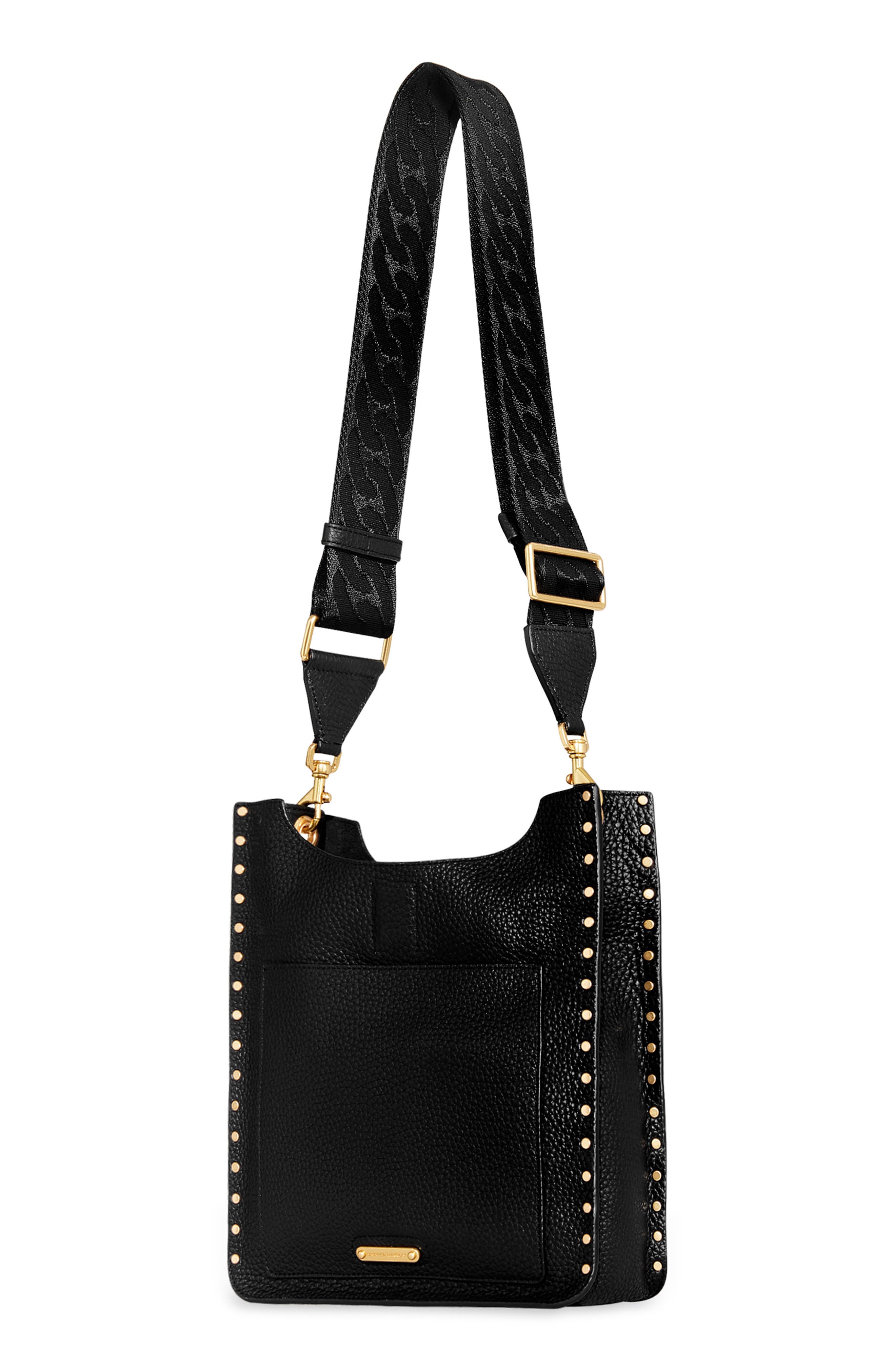Rebecca Minkoff Medium Darren North/South Leather Shoulder Bag, Alternate, color, Black