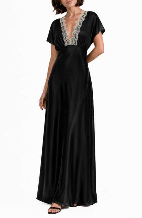Paige Lace Trim Satin Maxi Dress
