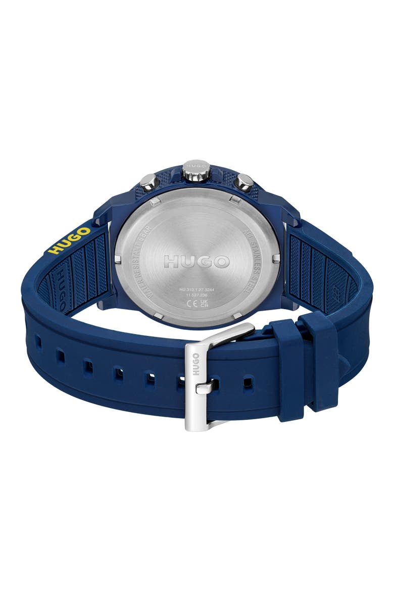 Relax Chronograph Silicone Strap Watch, 44.5mm x 11.4mm, Alternate, color, BLUE