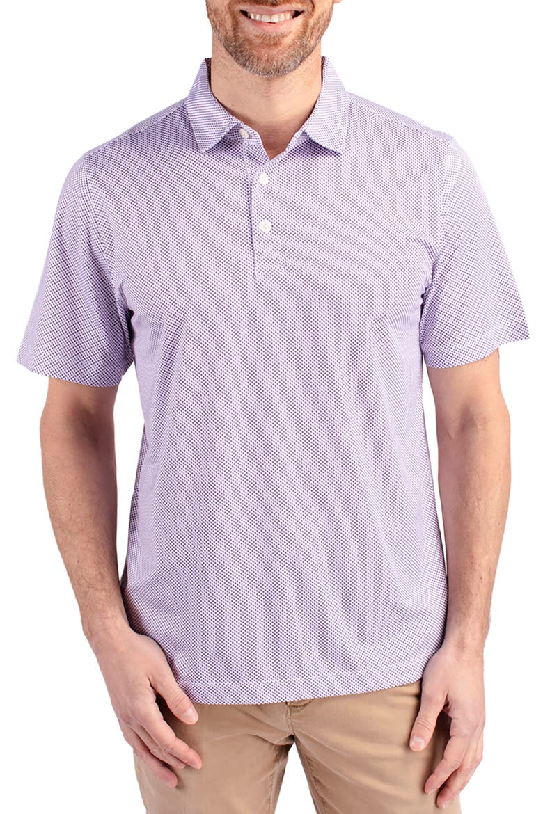 Pike Symmetry Print Recycled Blend Polo, Main, color, WHITE/ COLLEGE PURPLE