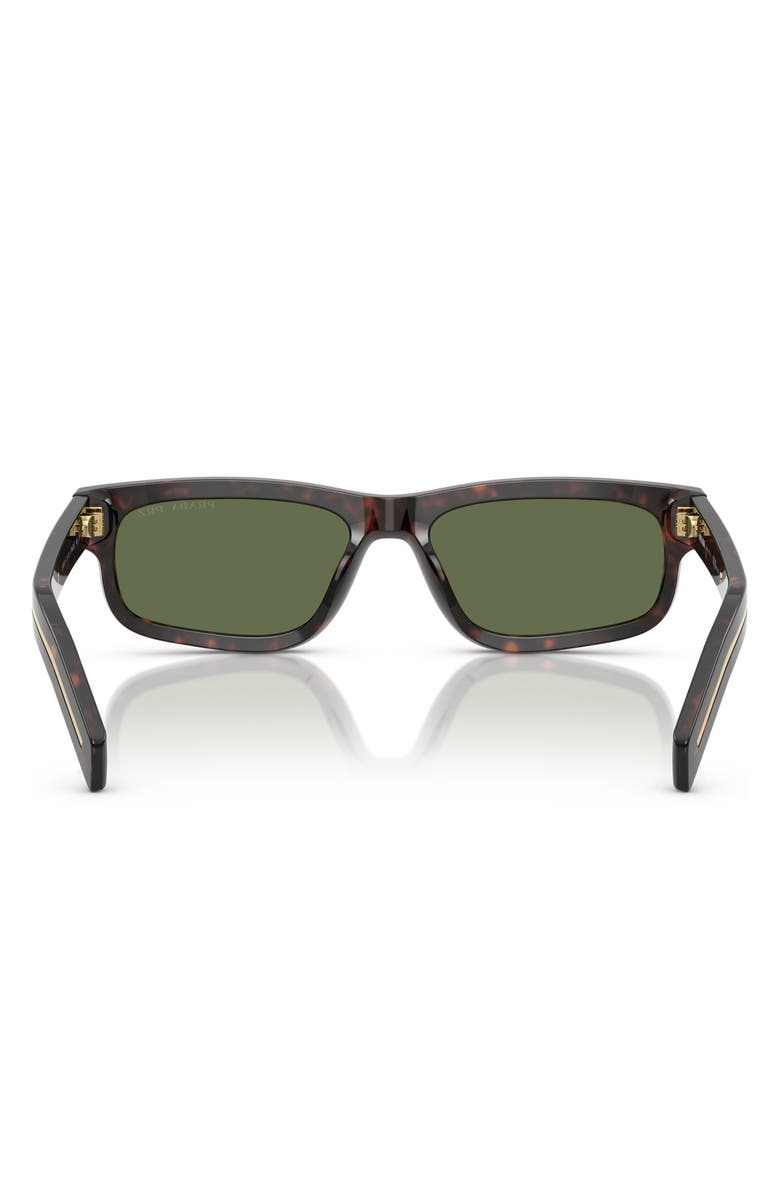 Prada 57mm Polarized Rectangular Sunglasses, Alternate, color, Brown Tortoise
