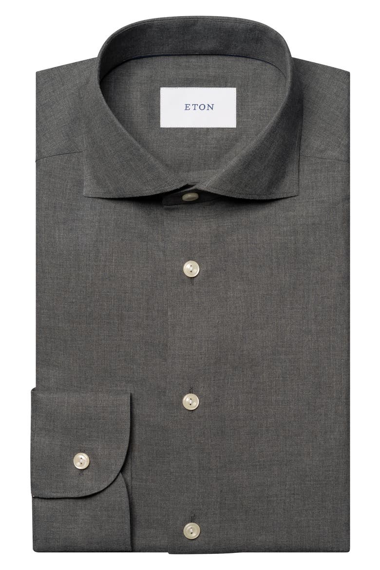 Slim Fit Organic Supima® cotton Flannel Shirt, Alternate, color, DARK GREY