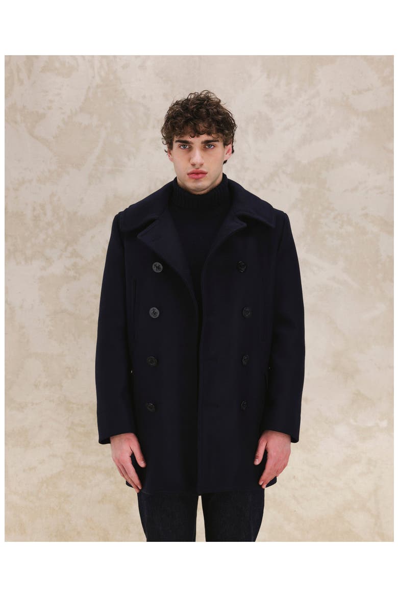 Double Breasted Peacoat, Alternate, color, Blue