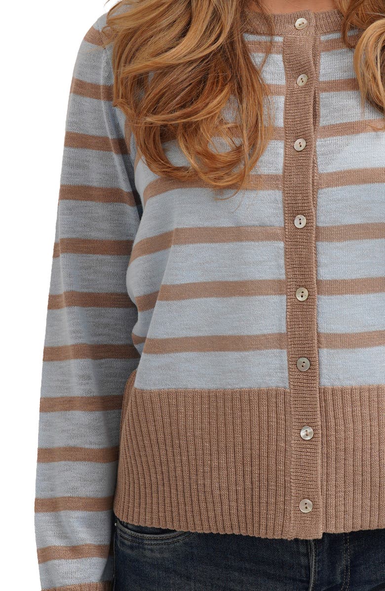 CYRUS Stripe Contrast Cardigan, Alternate, color, Taupe/ Powder Blue