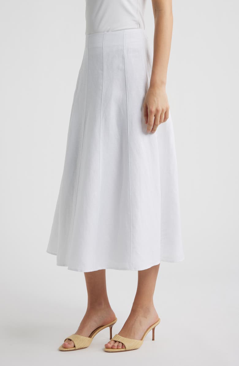 Anne Klein Panel A-Line Midi Skirt, Alternate, color, Crisp White