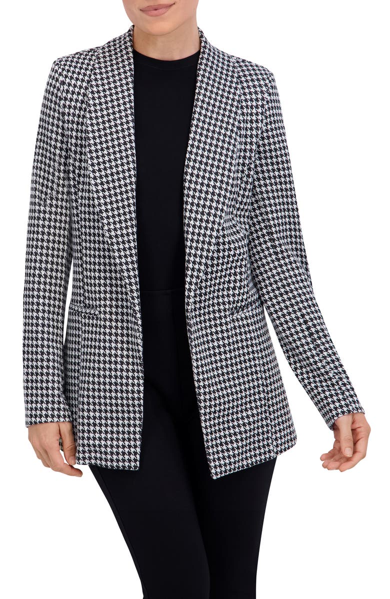 Ookie & Lala Plaid Shawl Collar Blazer, Main, color, Black/ White
