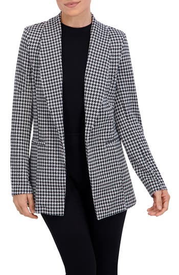 Ookie & Lala Houndstooth Shawl Collar Blazer In Multi