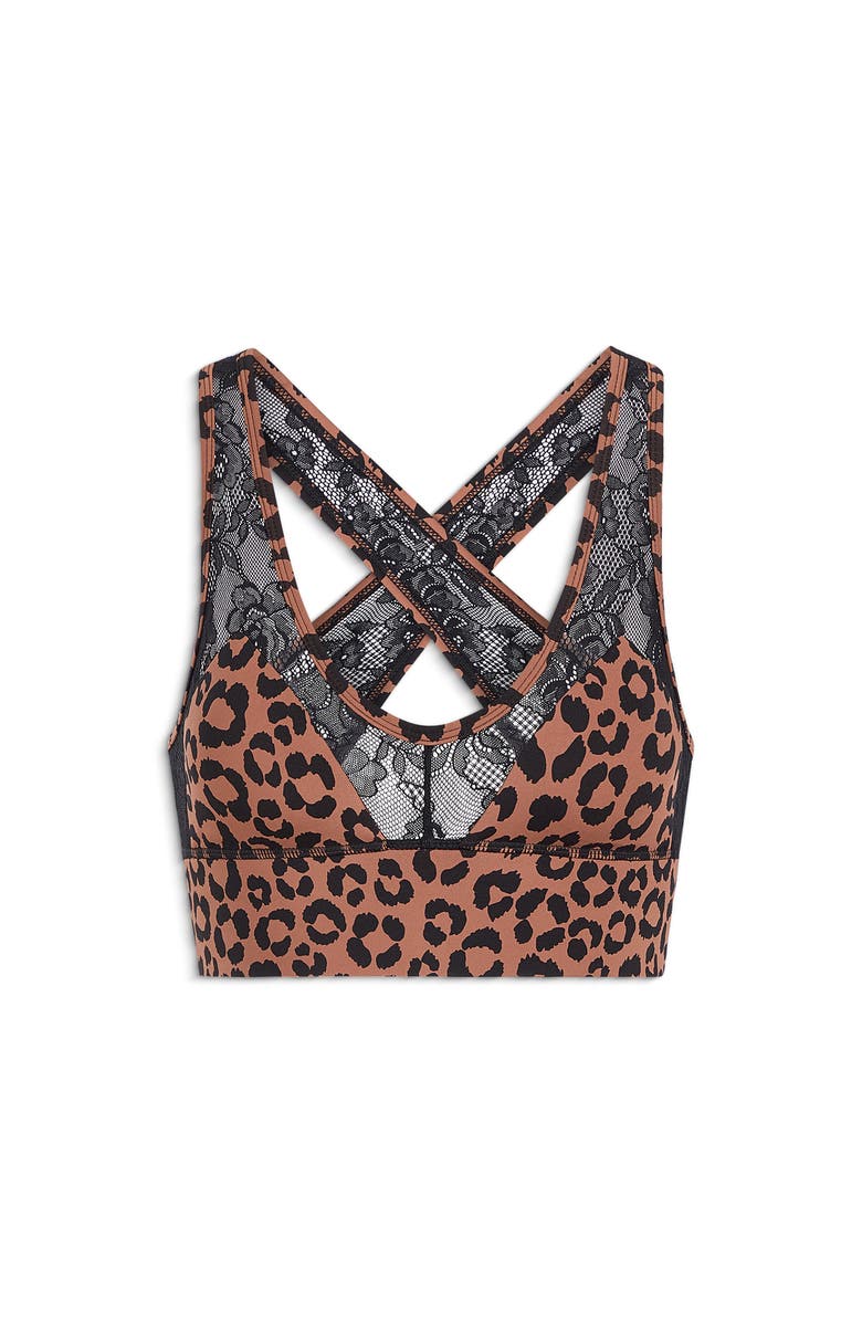 Fleur Du Mal Le Stretch Lace Sports Bra, Alternate, color, Neautral Leopard