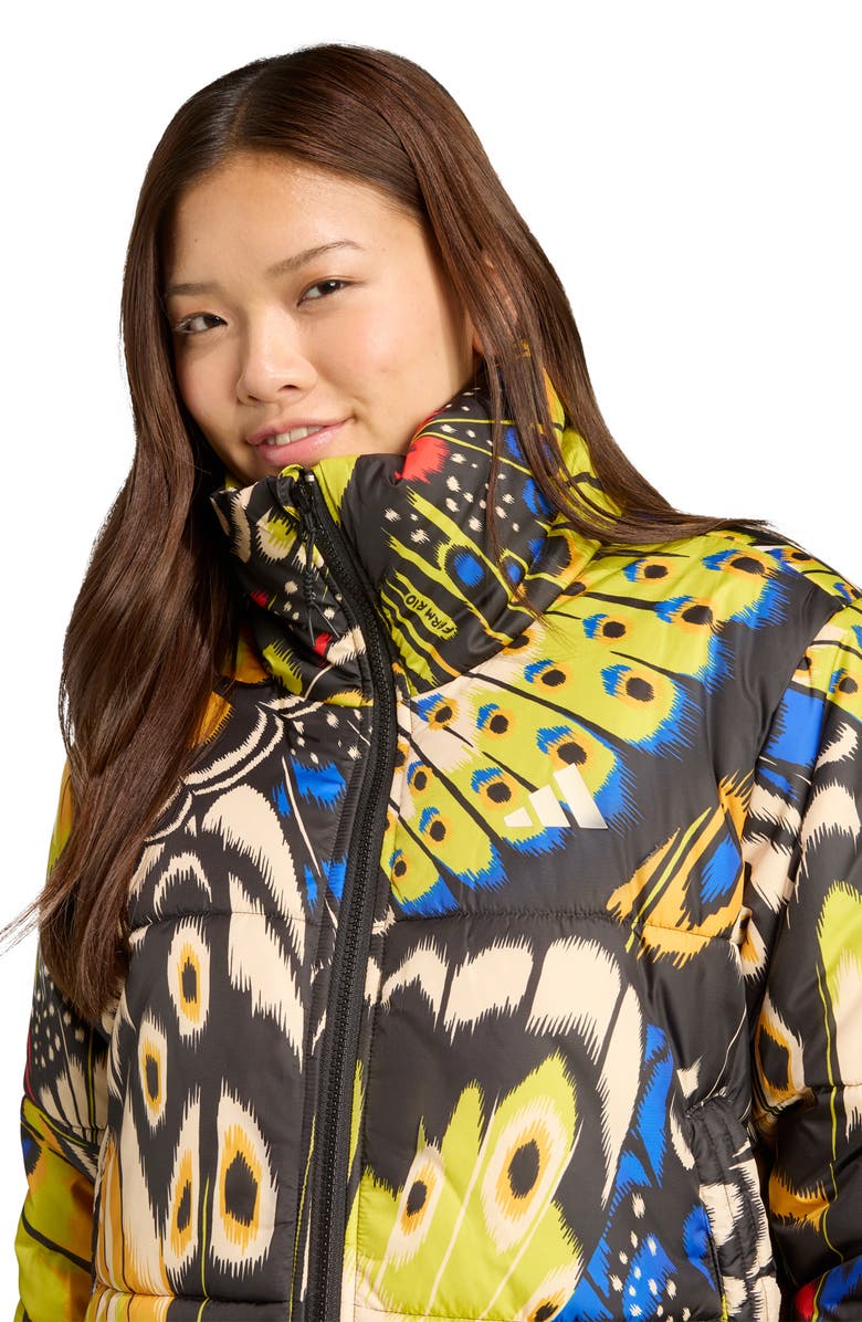 ADIDAS X FARM RIO x Farm Padded Jacket, Alternate, color, Black/ Blue/ Lush Red