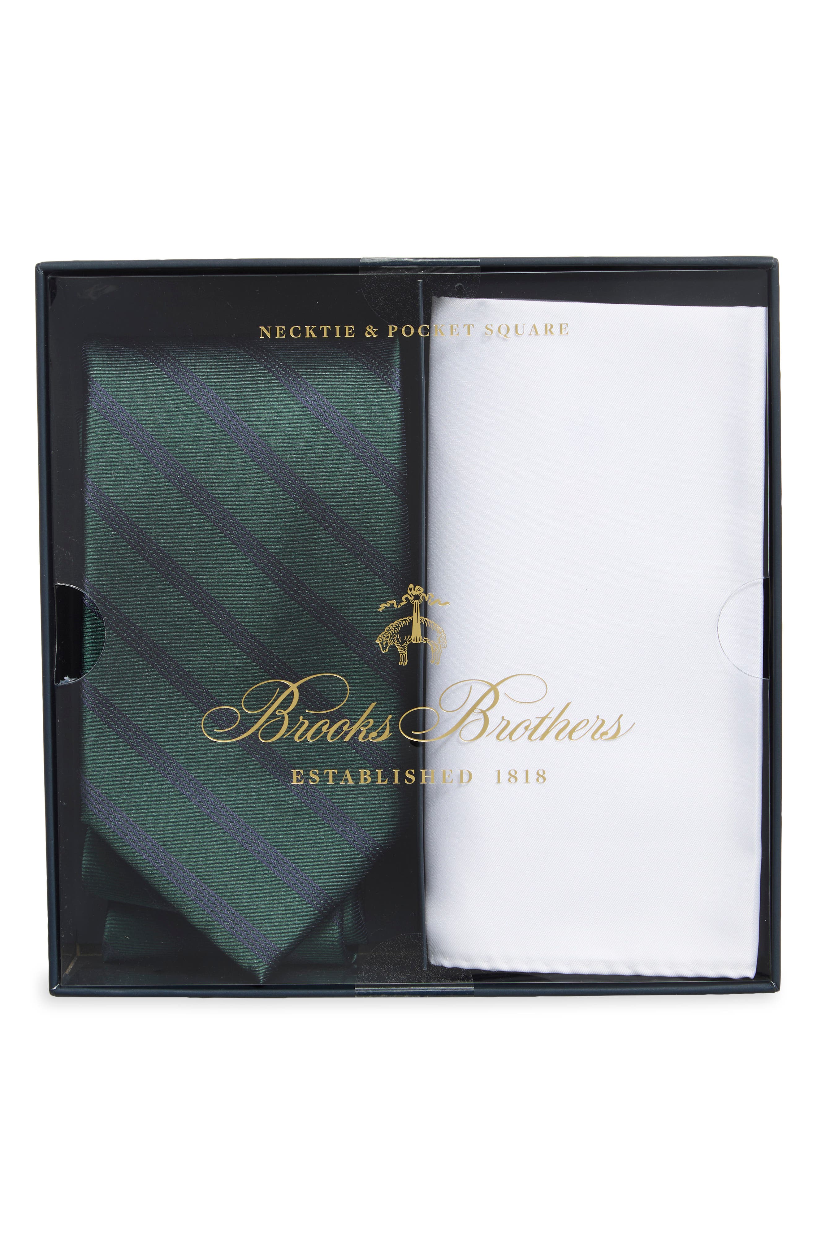 Mini Track Stripe Tie & Pocket Square Set