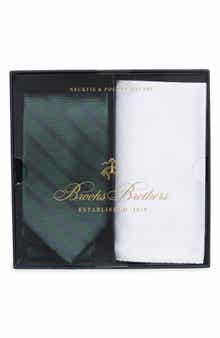 Mini Track Stripe Tie & Pocket Square Set