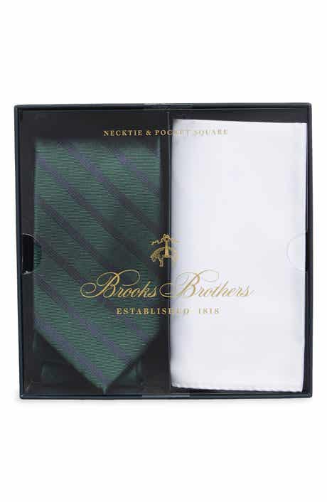 Mini Track Stripe Tie & Pocket Square Set