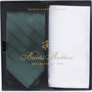 Brooks Brothers Mini Track Stripe Tie & Pocket Square Set