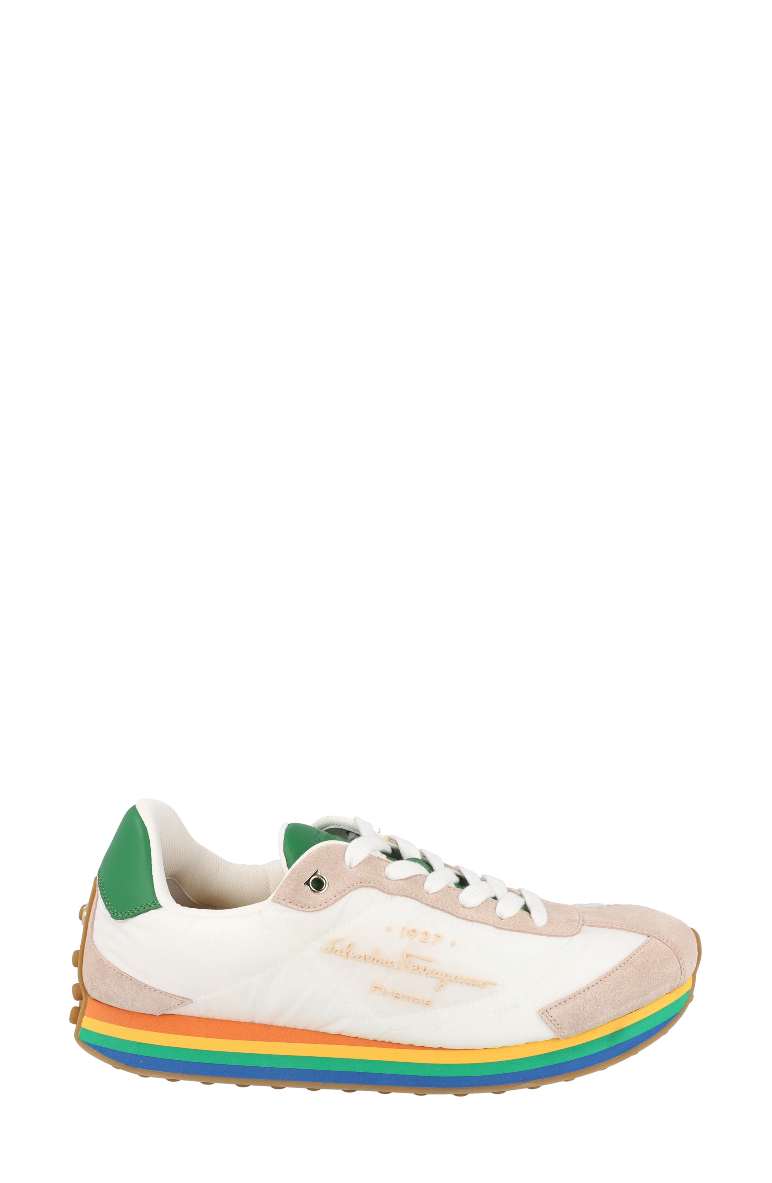 FERRAGAMO Striped Sole Sneaker, Alternate, color, 