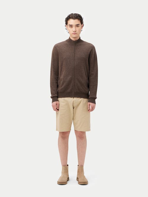 Gobi Mongolian Cashmere Full Zip Cashmere Cardigan In Cocoa