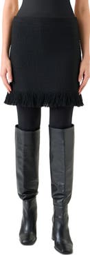 Akris punto Fringe Bouclé Tweed Skirt