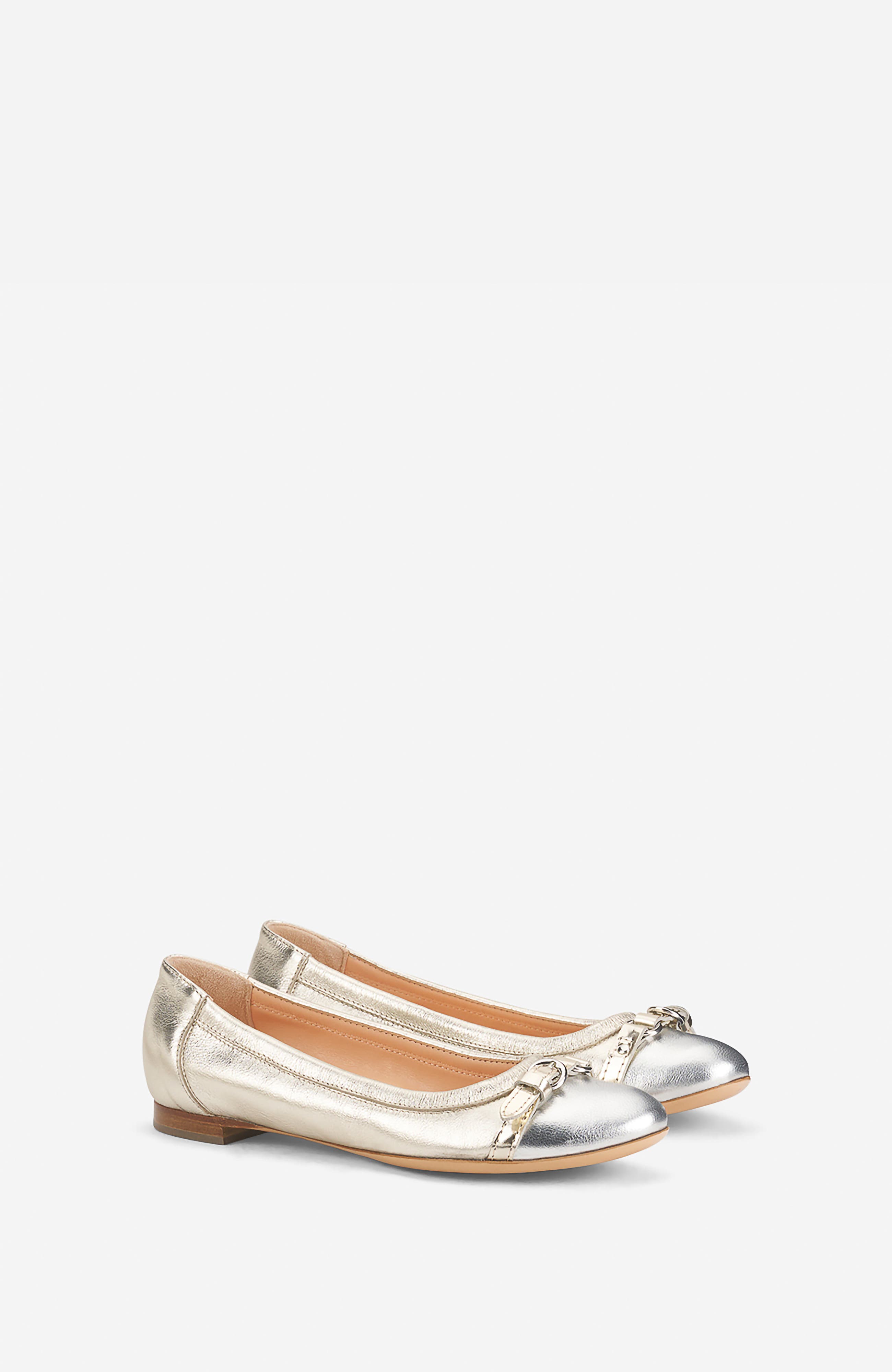 AGL Monika Cap Toe Ballet Flat, Alternate, color, Metallic Silver Sandy