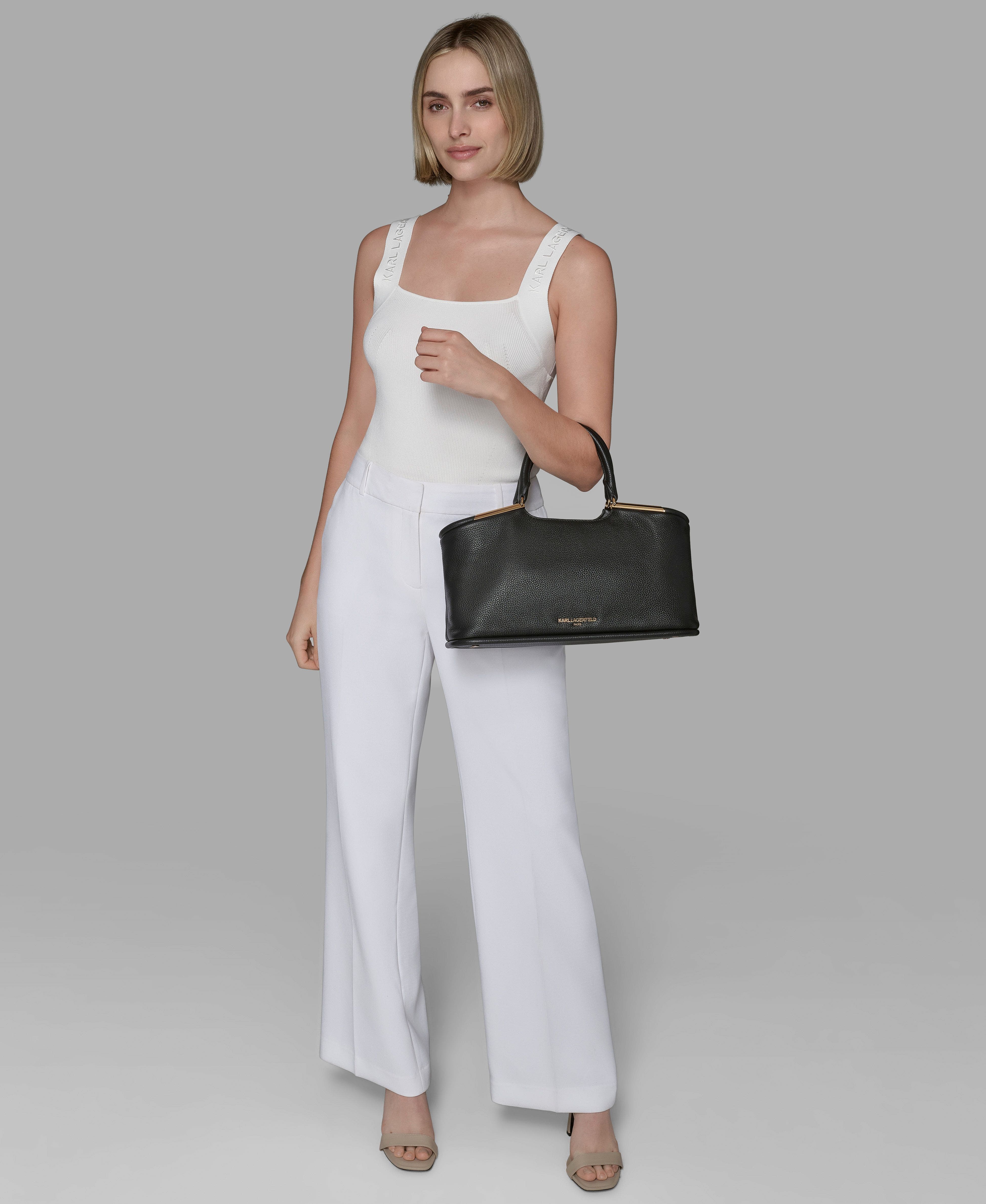 KARL LAGERFELD PARIS Valerie Satchel, Alternate, color, Black/Gold