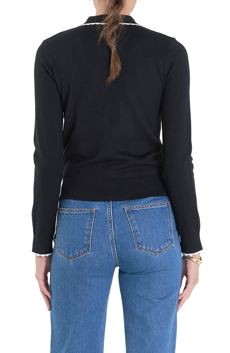 English Factory Scallop Polo Sweater, Alternate, color,